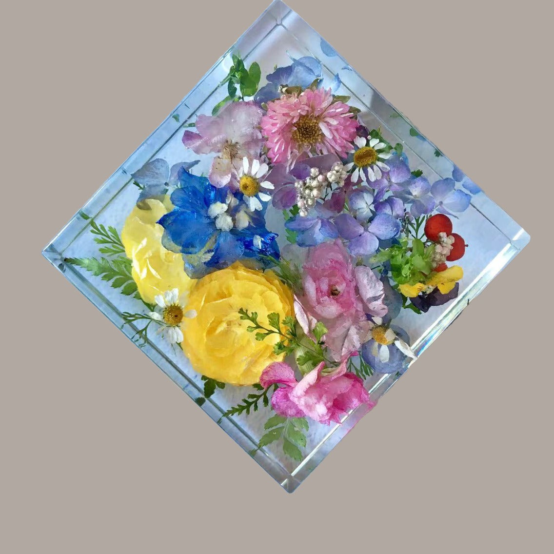 【Wreath】Night Light Drip Gel Botanical Specimen Handmade Resin Plants Real Flowers Size: 10x10x3cm