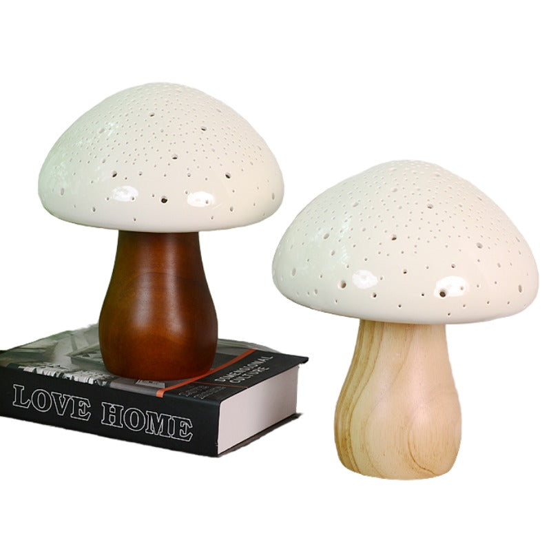 Lampe champignon créative fait main japonaise salon chambre bureau lampe de chevet lampe de table décorative lampe de nuit céramique lumière d'ambiance