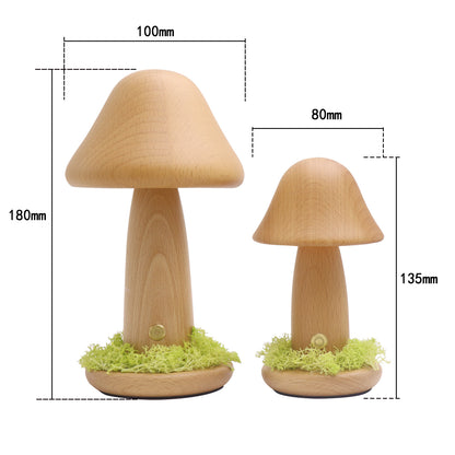 INS Twist Head Mushroom Night Light Warm Light Touch Bedroom Bedside Night Light Beechwood LED Decorative Ambient Lights