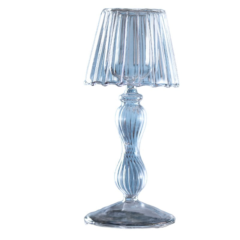 Lampe de table en verre transparent modèle chandelier haut chandelier rayé mariage ornements créatifs maison