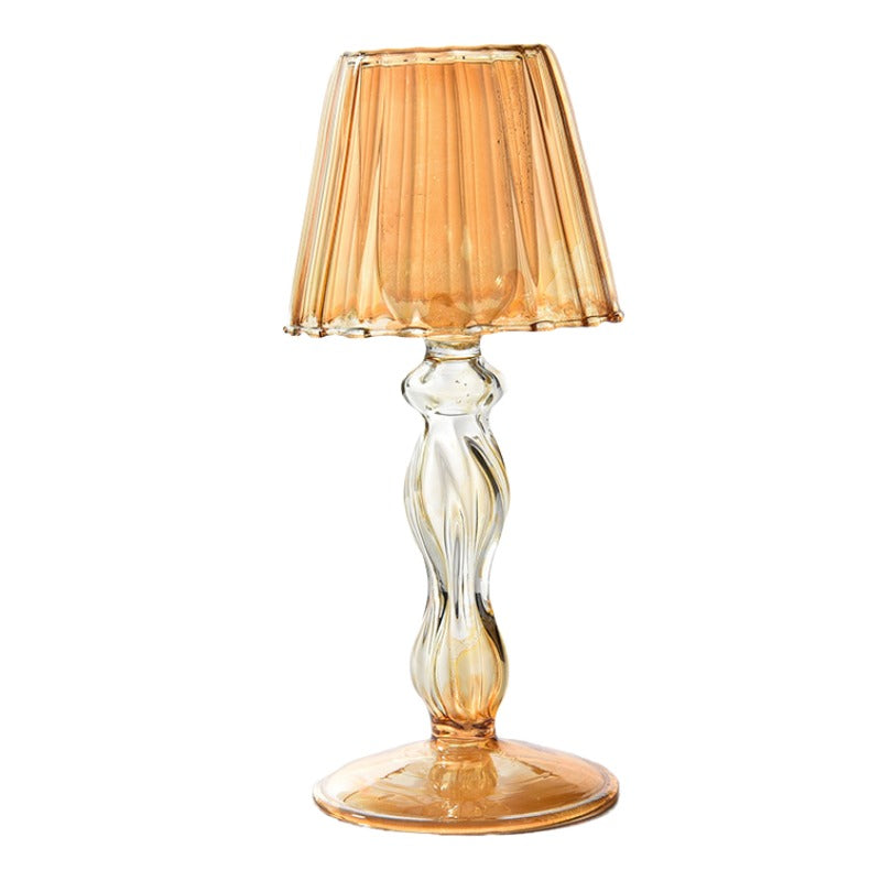 Lampe de table en verre transparent modèle chandelier haut chandelier rayé mariage ornements créatifs maison