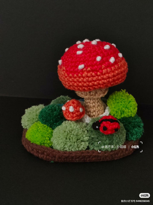 Stock Moss Mushroom Crochet Ornament