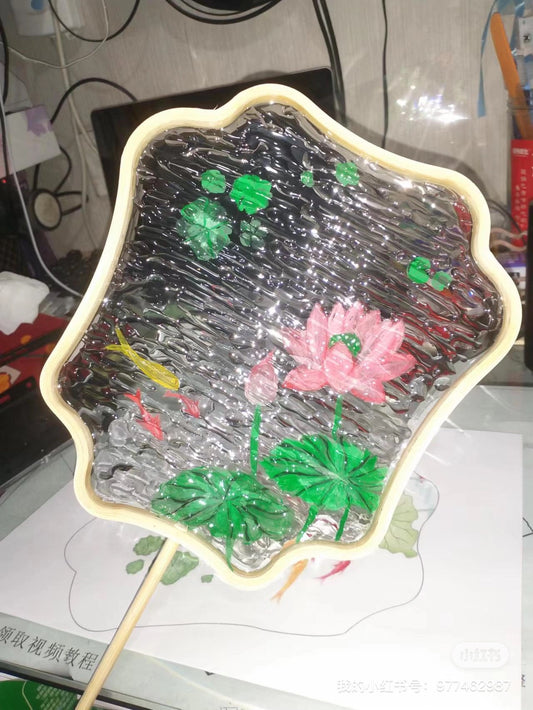 Lotus and Koi Water Fan