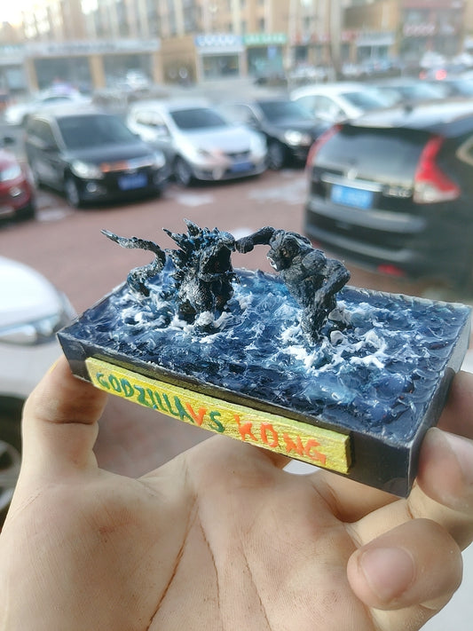 Godzilla vs King Kong Shrinking Handmade Ornament Scene Customized