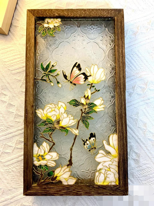 Handmade silk enamel painting, can be used for decoration
