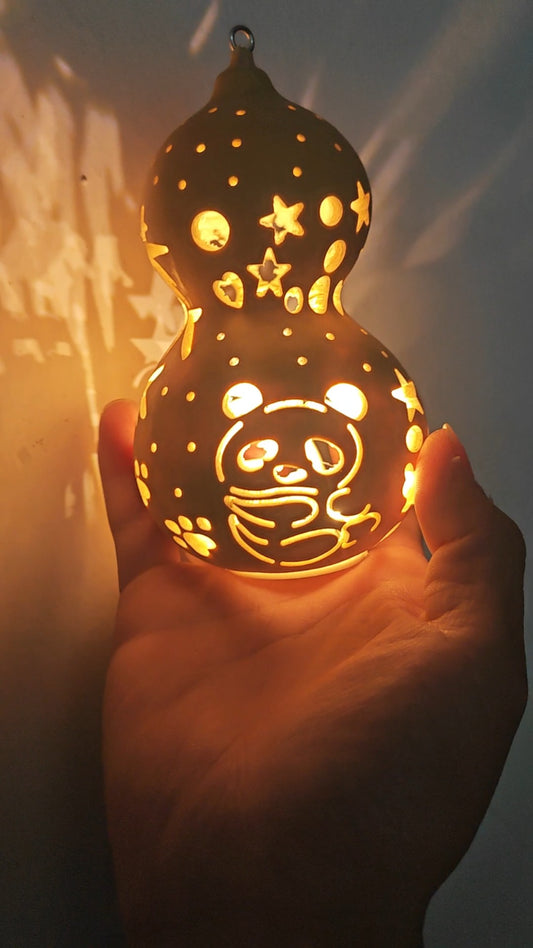 Hand-carved gourd lamp