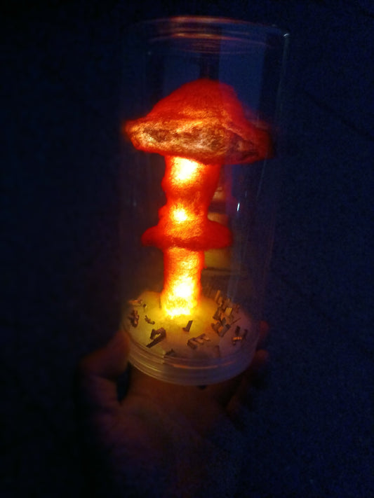 Mushroom cloud handmade model, handmade night light scene floor stand