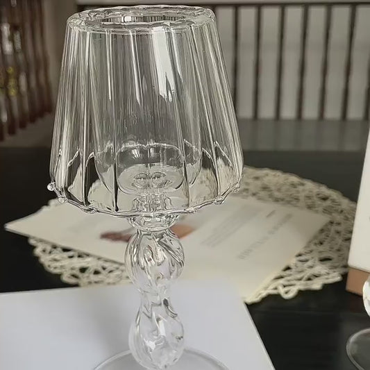 Lampe de table en verre transparent modèle chandelier haut chandelier rayé mariage ornements créatifs maison